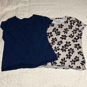 Wonder Nation Navy and Floral Short Sleeve Tees